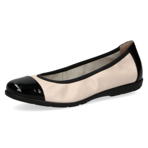 Kremowe baleriny damskie Caprice Vivian ze skóry naturalnej to eleganckie i lekkie buty na co dzień. Technologia AIRMOTION, miękka wkładka oraz elastyczna podeszwa zapewniają doskonałą amortyzację, przewiewność i komfort przez cały dzień.