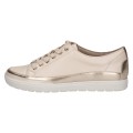 Eleganckie kremowe sneakersy Caprice ze skóry naturalnej ze złotymi, metalicznymi detalami. Sznurowanie zapewnia idealne dopasowanie, a technologia AIRMOTION gwarantuje stałą cyrkulację powietrza i wyjątkowy komfort na każdym kroku.