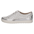 Eleganckie białe sneakersy Caprice z lakierowanej skóry ze srebrnymi akcentami. Sznurowanie zapewnia dopasowanie, a technologia AIRMOTION gwarantuje stałą cyrkulację powietrza, kontrolę wilgoci i wyjątkową wygodę przy każdym kroku