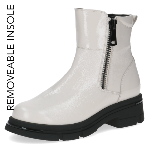 Botki kremowe lakierowane - Delia [25427-43-122]