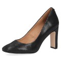 Czarne czółenka damskie Caprice Twiggy na słupku ze skóry naturalnej to eleganckie buty do pracy i na wyjątkowe okazje. Wkładka MEMOTION, stabilny obcas 8,5 cm oraz kwadratowy nosek zapewniają wygodę i komfort przez cały dzień.