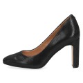 Czarne czółenka damskie Caprice Twiggy na słupku ze skóry naturalnej to eleganckie buty do pracy i na wyjątkowe okazje. Wkładka MEMOTION, stabilny obcas 8,5 cm oraz kwadratowy nosek zapewniają wygodę i komfort przez cały dzień.