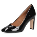 Czarne lakierowane czółenka damskie Caprice Twiggy na słupku to eleganckie buty ze skóry naturalnej. Wkładka MEMOTION, stabilny obcas 8,5 cm i kwadratowy nosek zapewniają wygodę, amortyzację oraz styl do pracy i na wyjątkowe okazje.