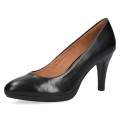 Czarne czółenka damskie Caprice Ashley ze skóry naturalnej to eleganckie buty na stabilnym obcasie. Wkładka MEMOTION dopasowuje się do stopy, zapewniając wygodę, amortyzację i komfort podczas pracy, spotkań oraz wyjątkowych okazji.