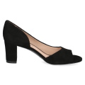 Stylowe czarne czółenka peep toe marki Peter Kaiser. Wykonane z wysokiej jakości zamszu, z eleganckim wycięciem i stabilnym słupkiem. Idealny wybór do letnich i wizytowych stylizacji. Postaw na klasę Peter Kaiser.