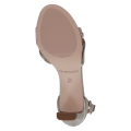 Eleganckie złote sandały na słupku Peter Kaiser. Połyskujące paski zdobione błyszczącymi cyrkoniami i wygodne zapięcie wokół kostki dodają szyku. Idealne na wesela i wieczorowe wyjścia. Wybierz luksusową jakość Peter Kaiser.