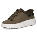 Damskie sneakersy Caprice w kolorze taupe z miękkim futerkowym wykończeniem i lekką, grubą podeszwą. Technologia CLIMOTION zapewnia amortyzację, elastyczność i komfort noszenia, idealnie sprawdzając się na chłodniejsze dni.