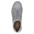 Błękitne sneakersy damskie ze skóry naturalnej z ażurowymi wstawkami. Lekkie, przewiewne i wygodne buty na elastycznej podeszwie, idealne na co dzień, do pracy i na spacery. Klasyczne sznurowanie zapewnia komfort i świetne dopasowanie
