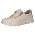 Kremowe sneakersy damskie wykonane z miękkiej skóry wyróżniają się funkcjonalnym suwakiem z boku, który ułatwia szybkie zakładanie bez konieczności ciągłego wiązania sznurowadeł. Elastyczna, żłobiona podeszwa oraz amortyzująca wkładka dbają o wygodę