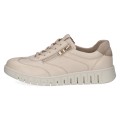 Kremowe sneakersy damskie wykonane z miękkiej skóry wyróżniają się funkcjonalnym suwakiem z boku, który ułatwia szybkie zakładanie bez konieczności ciągłego wiązania sznurowadeł. Elastyczna, żłobiona podeszwa oraz amortyzująca wkładka dbają o wygodę