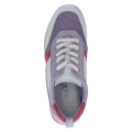 Biało-fioletowe buty sportowe Caprice Vanessa ze skóry naturalnej i zamszu to lekkie sneakersy damskie na co dzień. Wkładka MEMOTION, elastyczna podeszwa 4 cm oraz tęgość G zapewniają wygodę, amortyzację i doskonałe dopasowanie.