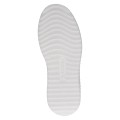Białe sneakersy damskie wyróżniają się unikalnymi, przezroczystymi panelami z boku cholewki, ozdobionymi białym haftem w kwiaty. Masywna, karbowana platforma dodaje centymetrów, jednocześnie zapewniając pełen komfort i amortyzację na co dzień.