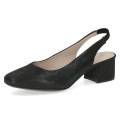 Czarne czółenka slingback ze skóry naturalnej na stabilnym obcasie. Elegancki, minimalistyczny fason z odkrytą piętą zapewnia wygodę i doskonałe dopasowanie. Idealne do pracy, na uroczystości oraz do codziennych, eleganckich stylizacji.