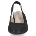 Czarne czółenka slingback ze skóry naturalnej na stabilnym obcasie. Elegancki, minimalistyczny fason z odkrytą piętą zapewnia wygodę i doskonałe dopasowanie. Idealne do pracy, na uroczystości oraz do codziennych, eleganckich stylizacji.