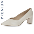 Kremowe czółenka damskie Caprice Gillian ze skóry naturalnej to eleganckie buty na stabilnym obcasie 5,5 cm. Technologia MEMOTION, miękka wkładka i tęgość G zapewniają wyjątkowy komfort, amortyzację i wygodę przez cały dzień.