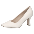 Kremowe czółenka damskie Caprice Venezia ze skóry naturalnej to eleganckie buty na obcasie 7,5 cm. Technologia MEMOTION, miękka wkładka i tęgość G zapewniają wygodę, amortyzację oraz komfort przez cały dzień – do pracy i na wyjątkowe okazje.